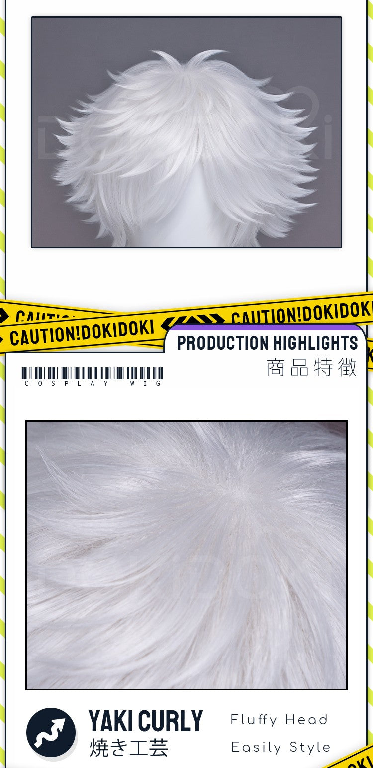 ?Ready For Ship?Qifrey Cosplay Wig Anime Witch Hat Atelier DokiDoki Men White Hair Qifrey Cosplay HalloweenHair Free Wig Cap