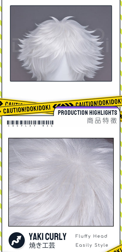 ?Ready For Ship?Qifrey Cosplay Wig Anime Witch Hat Atelier DokiDoki Men White Hair Qifrey Cosplay HalloweenHair Free Wig Cap