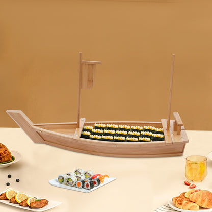 Bandeja Para Servir Sushi em Formato de Barco Compatível com Gelo Seco Design Destacável Rebites de Metal Cantos Arredondados Ideal Para Festas