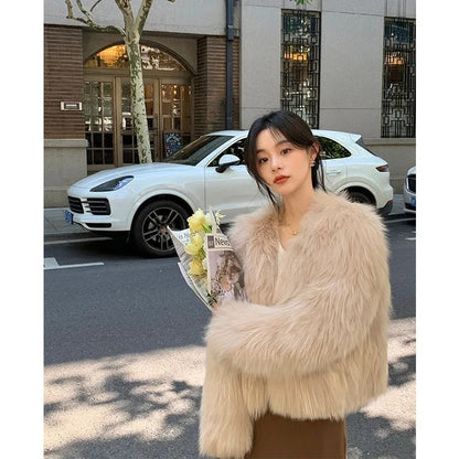 Faux Fur Coat Womens Clothing 2025 New Fashion Casual Imitation Fox Fur Coat Female  Short Loose Comfortable Winter Jacket