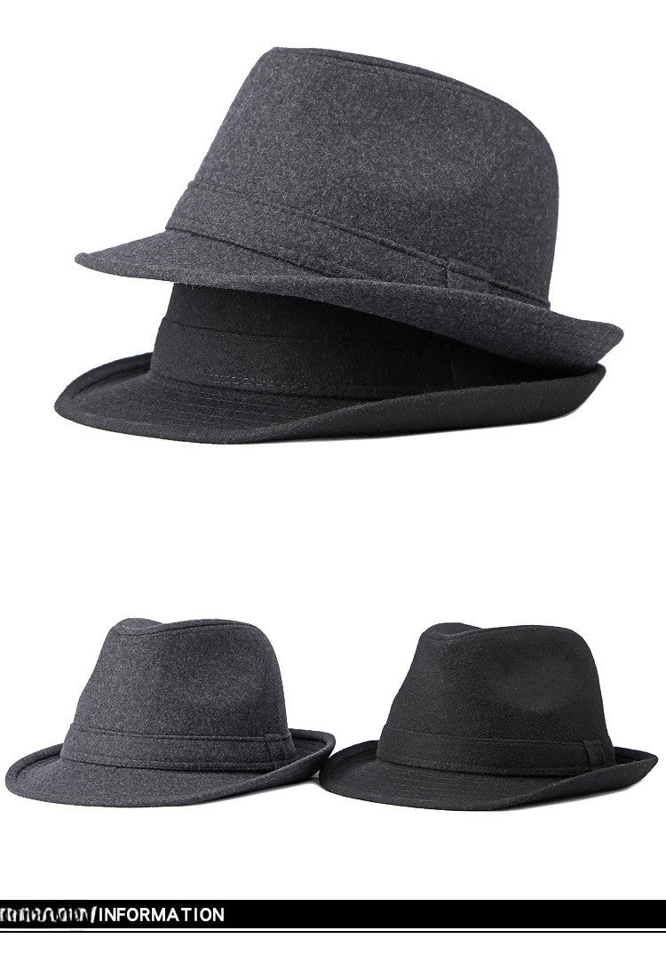 Gentleman Hat Men's British Style Retro Simple Pure Color Wool Top Hat Men's Casual Jazz Hat