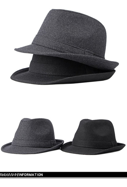 Gentleman Hat Men's British Style Retro Simple Pure Color Wool Top Hat Men's Casual Jazz Hat