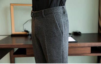 New Autumn Men's Gray Pants, Fashion Casual Trousers, Asian Size 28-36 Slim Suit Pantalon for Men