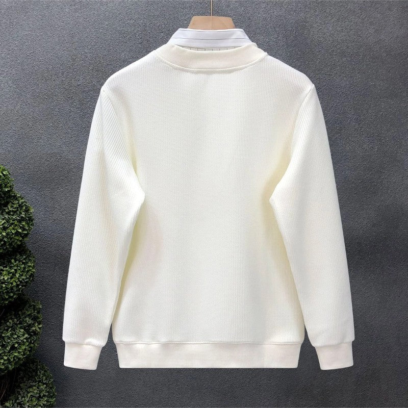 Casual Fake Two-piece Plus Size Hoodies Sweatshirts Spring Autumn Long Sleeve Patchwork Trend Tops Fashion Korean Men Clothing