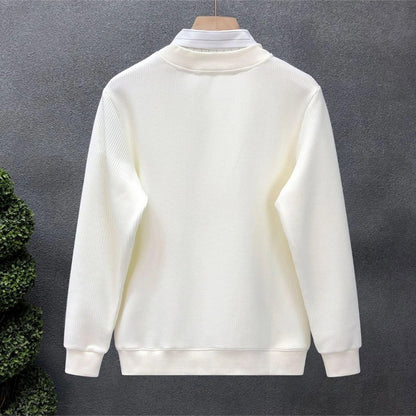 Casual Fake Two-piece Plus Size Hoodies Sweatshirts Spring Autumn Long Sleeve Patchwork Trend Tops Fashion Korean Men Clothing