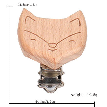 5 Piece wooden rainbow bear flower cart heart shaped bird elephant round star Clip Free DIY Baby Natural pacifier Chain Gift