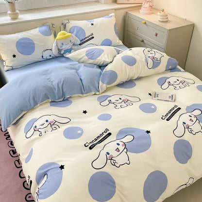 New Sanrio Hello Kitty Bedding Set Cotton Kuromi Melody Bedding Double Pillowcase Bed Linens Girl Dorm Bedclothes Home Textile