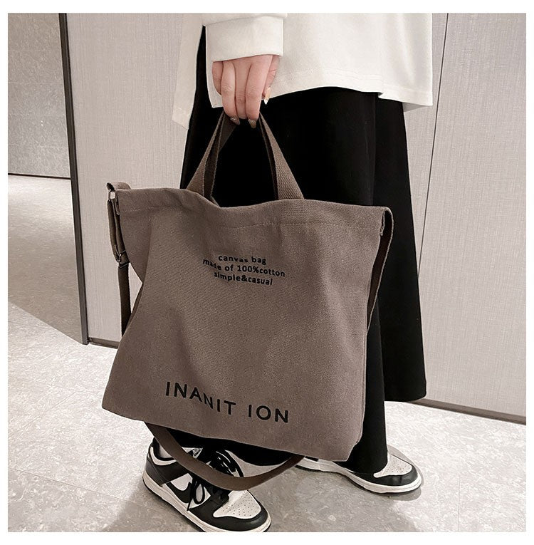 Japanese Canvas Men's and Women's Simple Cross-body Bag Wash Canvas Thick Handbag Large Capacity Arts Students Package Satchel