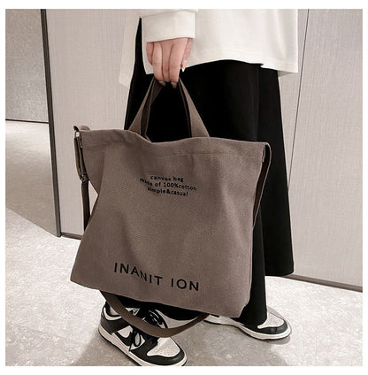 Japanese Canvas Men's and Women's Simple Cross-body Bag Wash Canvas Thick Handbag Large Capacity Arts Students Package Satchel