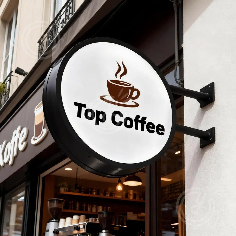 Custom Double Sided Coffee Sign LightBox Advertising LED Light Up Outdoor Business Signage Display Art Deco Wall Waterproof Logo