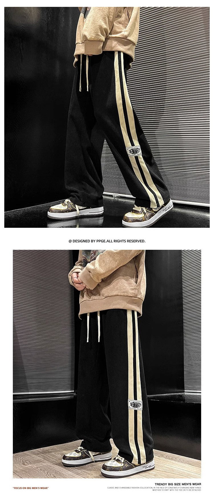 2024 Men's Casual Pants Corduroy Korean Style Loose Overalls Pants Straight Wide-leg Trousers Couple Streetwear new sweatpants