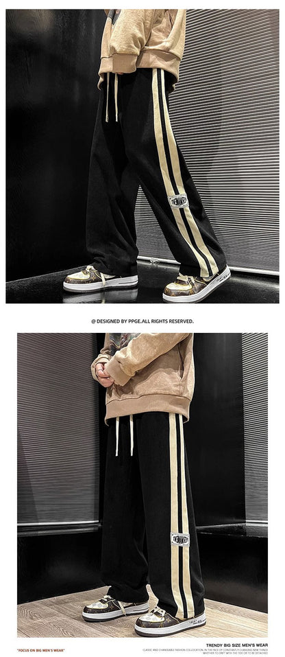 2024 Men's Casual Pants Corduroy Korean Style Loose Overalls Pants Straight Wide-leg Trousers Couple Streetwear new sweatpants