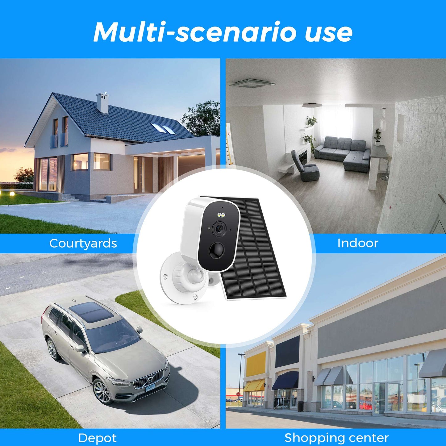 1080P WiFi Camera Solar Outdoor Wireless Battery Powered Bullet Security Camera PIR Motion Alarm Cloud Storage Two Way Audio