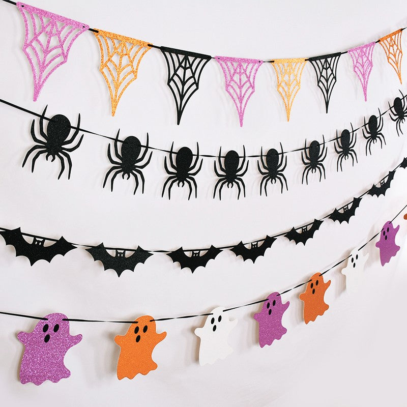 3M Halloween Paper Banner Horror Bat Spider Ghost Flag Garland Bunting For Halloween Home Party Hanging Props Decorations