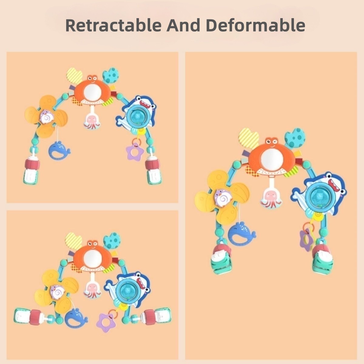 Hanging Bell Baby Stroller Bed Clip Safety Seat Hand Bell Pendant Colorful Multifunctional Soft Toys Stroller Mobile 0-12 Gift