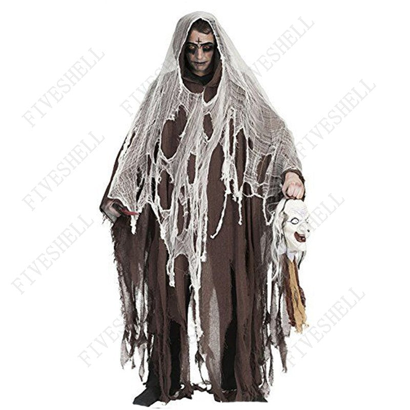 Unisex Halloween Ghost Dementors Cosplay Costume Gothic Horror Zombie Tattered Hooded Capes Day Of The Dead Party Props Cloaks