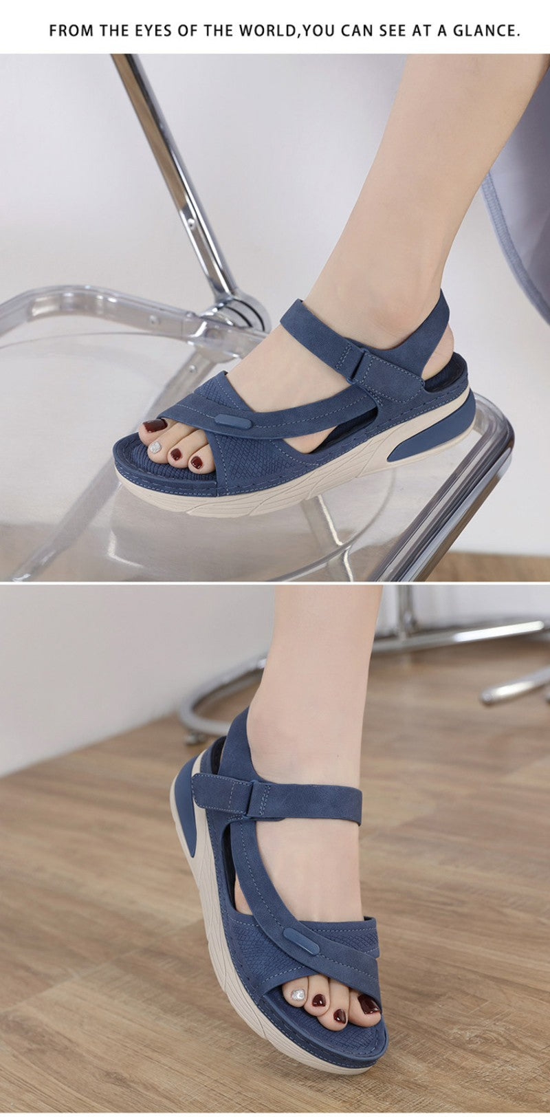 Sandal Lightweight Casual Sporty Comfortable Thick-Soled Velcro Versatile Fashion Trend Breathable National Style Wear-Resistant