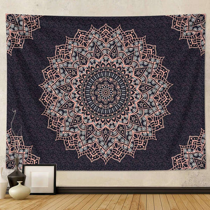 1pc Bohemian Mandala Tapestry, Retro Plant Flower psychedelic Tapestry, Hippie Style Room Decoration Wall Hanging