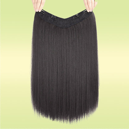 Difei 16-24 inch Synthetic Long Straight Hair Extension Piece Fashion Accessories Women's Clip Hair V-shaped Wig Piece
