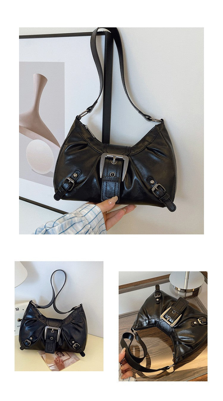 2025 Large Capacity Pleated New Retro Commuter Temperament Locomotive Do Old Style Underarm Shoulder Bag Women