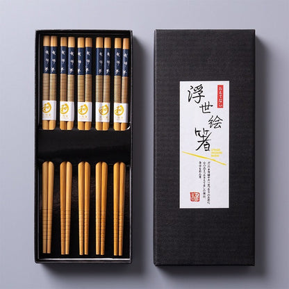 5 pares de pauzinhos japoneses para sushi, antiderrapantes, reutilizáveis, chineses, utensílios de mesa, presente, ferramentas de cozinha