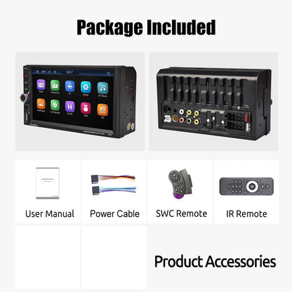 7 Inch HD Touch Screen Car Radio 2 Din High Quality Video Player Wince Wireless CarPlay Android Auto Bluetooth Rear Camera