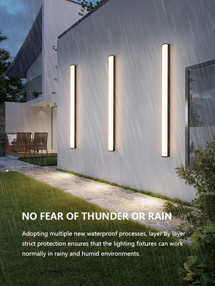 Modern Waterproof Outdoor Long Strip LED Wall Light IP65 Wrought Iron Wall Light Garden Porch Wall Light 110V 220V Lighting
