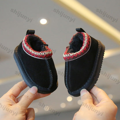 Baby Warm Casual Flat Low Top Snow Boots 2025 Winter Fashion Childrens' Concise Soft Soled Comfortable Non Slip Cotton Shoes