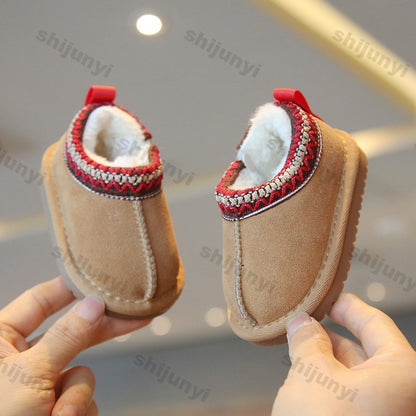 Baby Warm Casual Flat Low Top Snow Boots 2025 Winter Fashion Childrens' Concise Soft Soled Comfortable Non Slip Cotton Shoes
