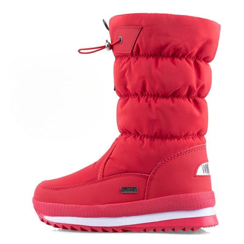 Winter thick women's snow boots Warm Plush Mid-calf Boots Non slip Waterproof  Platform Snow Boot Casual Female White shoes