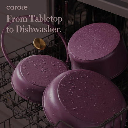 Conjunto de Panelas e Frigideiras 21 Peças, Conjunto de Utensílios de Cozinha Antiaderente com Alça Destacável, Conjunto de Utensílios de Cozinha Antiaderente com Alça Removível para Indução