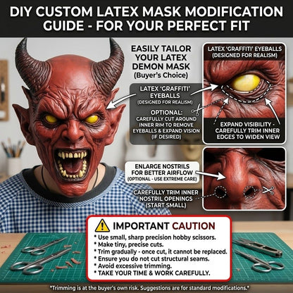 Realistic Demon Devil Mask Horror Latex Full Head Mask Scary Halloween Cosplay Costume Party Mask For Adult Carnival Horror Prop