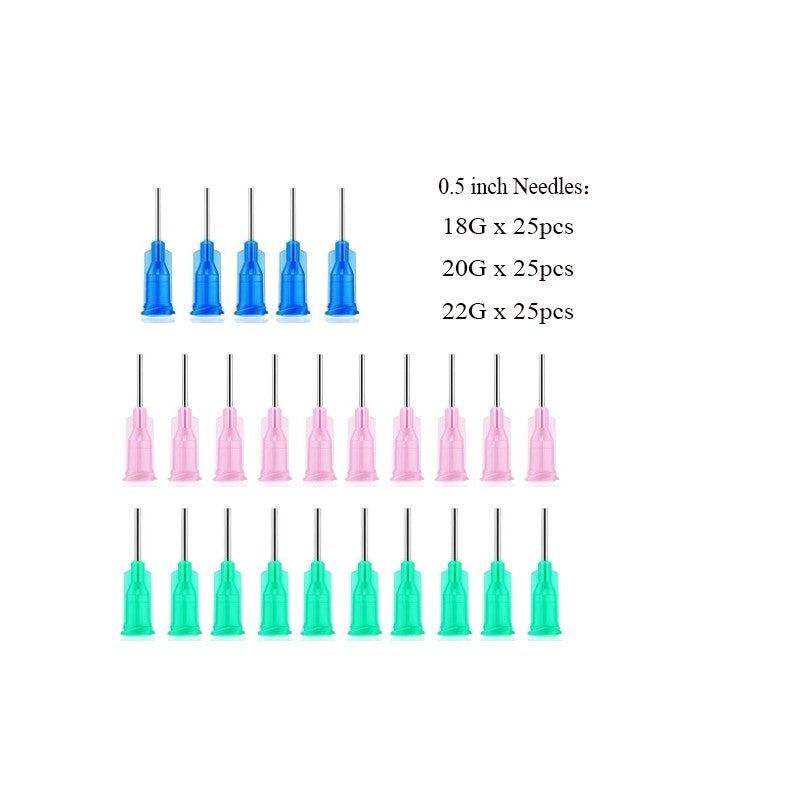 Seringa Luer de 1/3/5/10ML com Agulha de Ponta Romba de 14-25Ga 1,5" e Conjunto de Tampa de Agulhas de Distribuição de Aço Inoxidável para Mistura de Líquidos