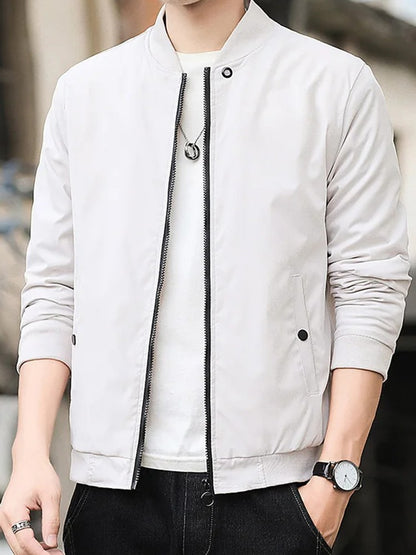 Men's casual trend fashion Windproof outdoor sports zipper solid color long sleeve cold warm aviator coat jacket