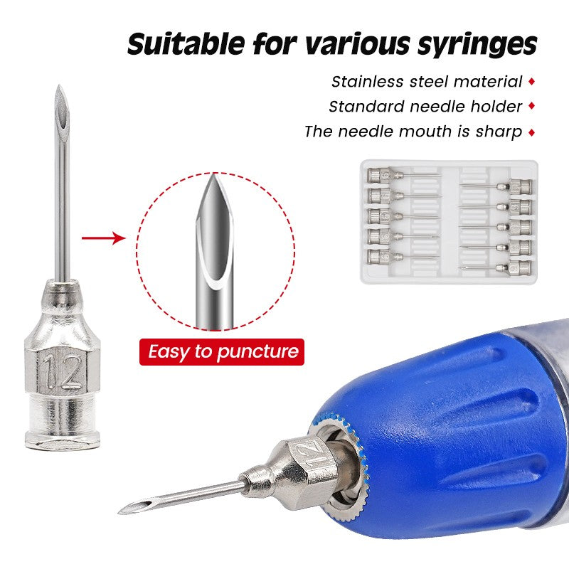 10/20/30/50/100ml Seringas Transparentes com Dose Ajustável e 10 Agulhas Ponta Fina de Aço Inoxidável 304 para Dispensação em Fazendas de Gado
