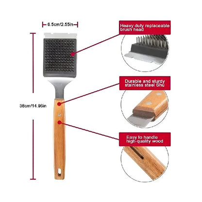 Steel BBQ Brush Grill and Scraper BBQ Cleaner Brush Perfect Tools - Rust Resistant Stainless Steel Barbecue Cleaner