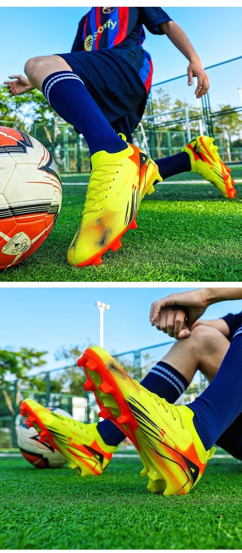 New Men Football Boots Cleats Outdoor Soccer FG Ultralight Match Soccer Shoes Training Shoes Drop Shipping Non-Slip Long Spikes