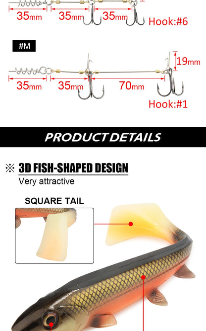 Spinpoler Big Fish Soft Fishing Lure With Stinger Rig Hook Set 14cm/18cm Jigging Trolling For Saltwater Sea Fishing Tackle Pesca