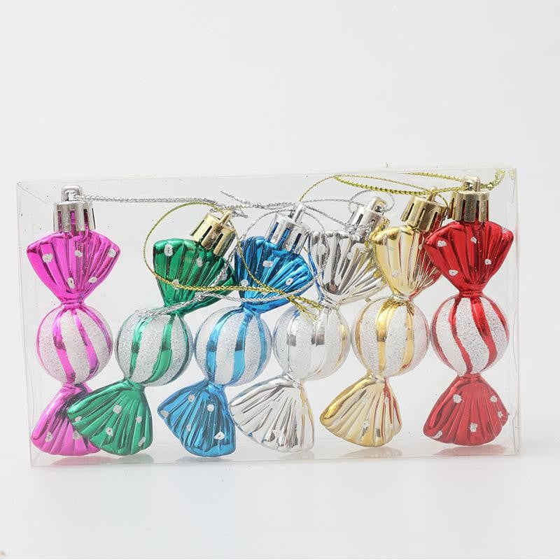 6PCS/Box DIY Christmas Tree Decoration Pendant Electroplating Candy Xmas Ball Window Door Hanging Ball 2025 Happy New Year