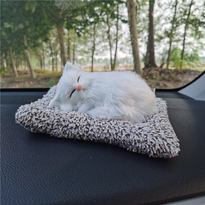 Car Ornaments Cute Simulation Sleeping Cats Decoration Automobiles Lovely Plush Kittens Doll Toy Children Gifts Auto Accessories