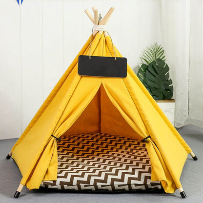 Tenda Tipi para Cães e Gatos com Almofada Grossa Casas Portáteis para Filhotes Gatos Cães Coelhos Até 15kg/33lbs