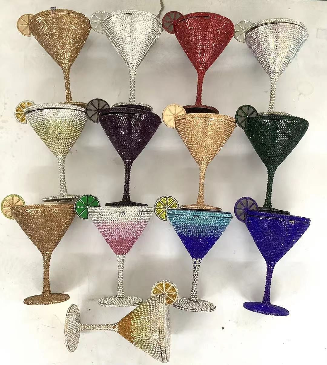 XIYUAN Women Luxury Branded Martini Crystal Evening Bag Elegant Cup Diamond Bridal Handbag Wedding Party Purses Lady Gift Clutch