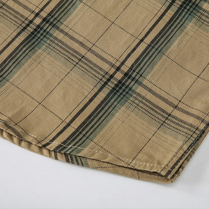 2024 New Plaid Shirt for Men Long Sleeve Striped Outdoor Casual Shirts Turn-down Collar 2-Pokcet Cargo Shirts High Quality Tops