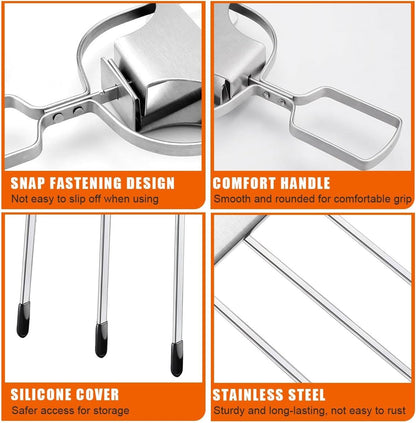 3Pcs Skewer Sticks Kabob Sticks for Grilling 14'' 3 Way Grill Skewers Metal Barbecue Skewers with Push Rod Sliders BBQ Accessory