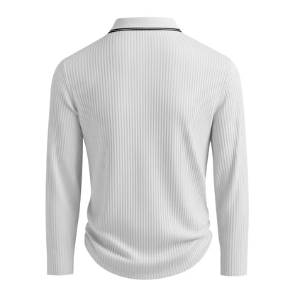Spring And Autumn New Men's Striped Long Sleeve Polo Shirt Slim Fit Collar Multi Color Business And Leisure Versatile Men's Top