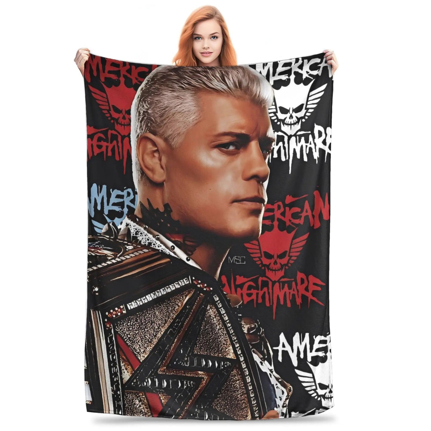 Cody Rhodes Wrestling Graphic Throw Blanket Soft Warm Bedding for Kids Adults Living Room Winter Bedspread