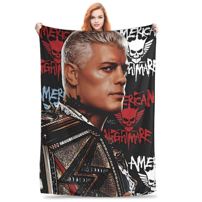 Cody Rhodes Wrestling Graphic Throw Blanket Soft Warm Bedding for Kids Adults Living Room Winter Bedspread