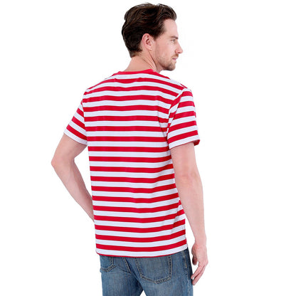 Black White Striped Shirt Men Cotton Short Sleeve Casual Basic Tee Adult Halloween Top Summer Fashion Daily Clothes