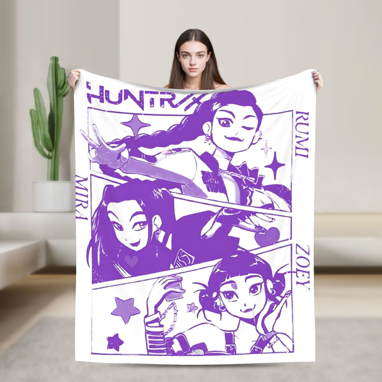 Cobertores de flanela Kpop Demon Hunters Zoey Huntrix Cobertor incrível para casa hotel sofá colcha 125*100cm