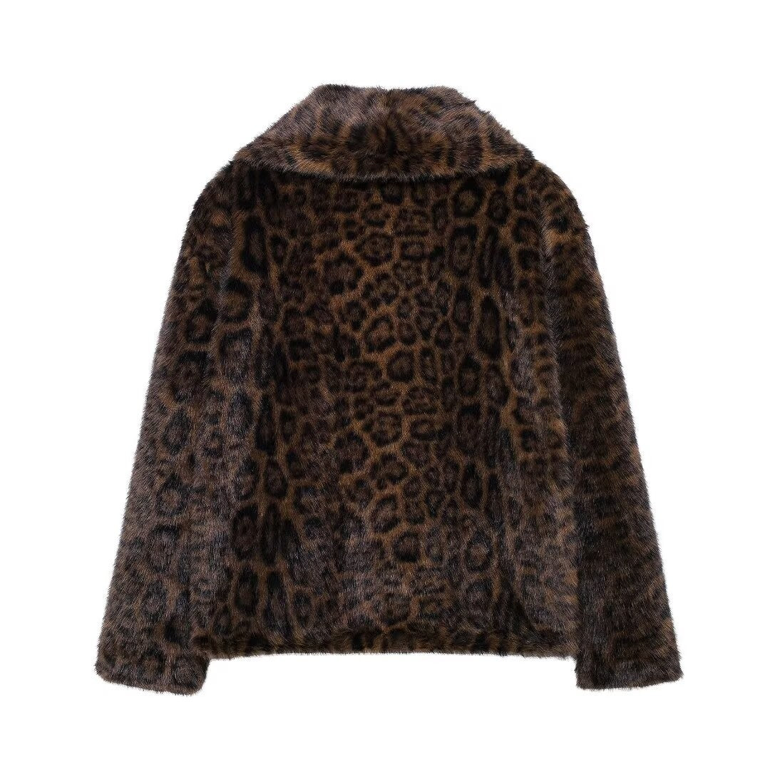 DUOPERI Women Fashion Winter Solid Thick Warm Faux Fur Coat Lapel Collar Long Sleeves Female Chic Lady Casual Outfits